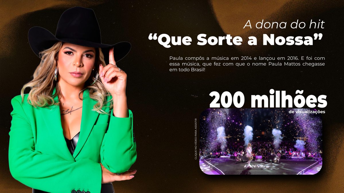 Slide da apresentação com destaque para o hit Que Sorte a Nossa.