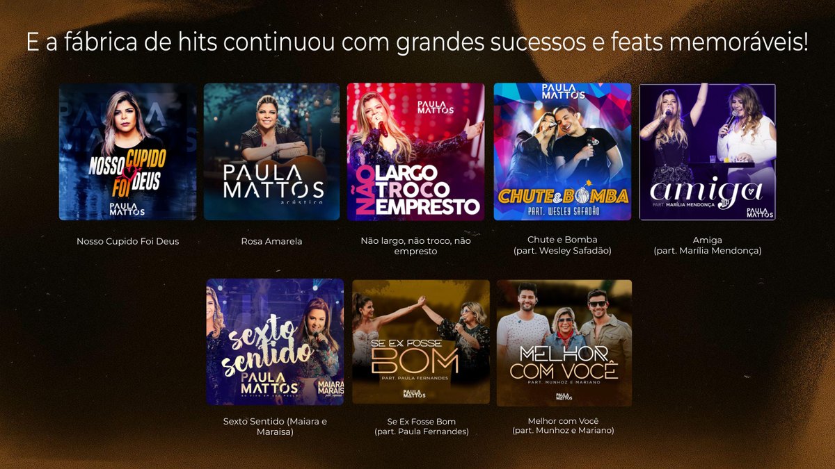 Capas de sucessos e feats de Paula Mattos.